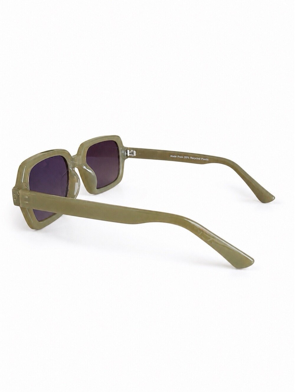 Oversized Square Sunglasses Olive Green Frame Dark Lenses Retro Fashi